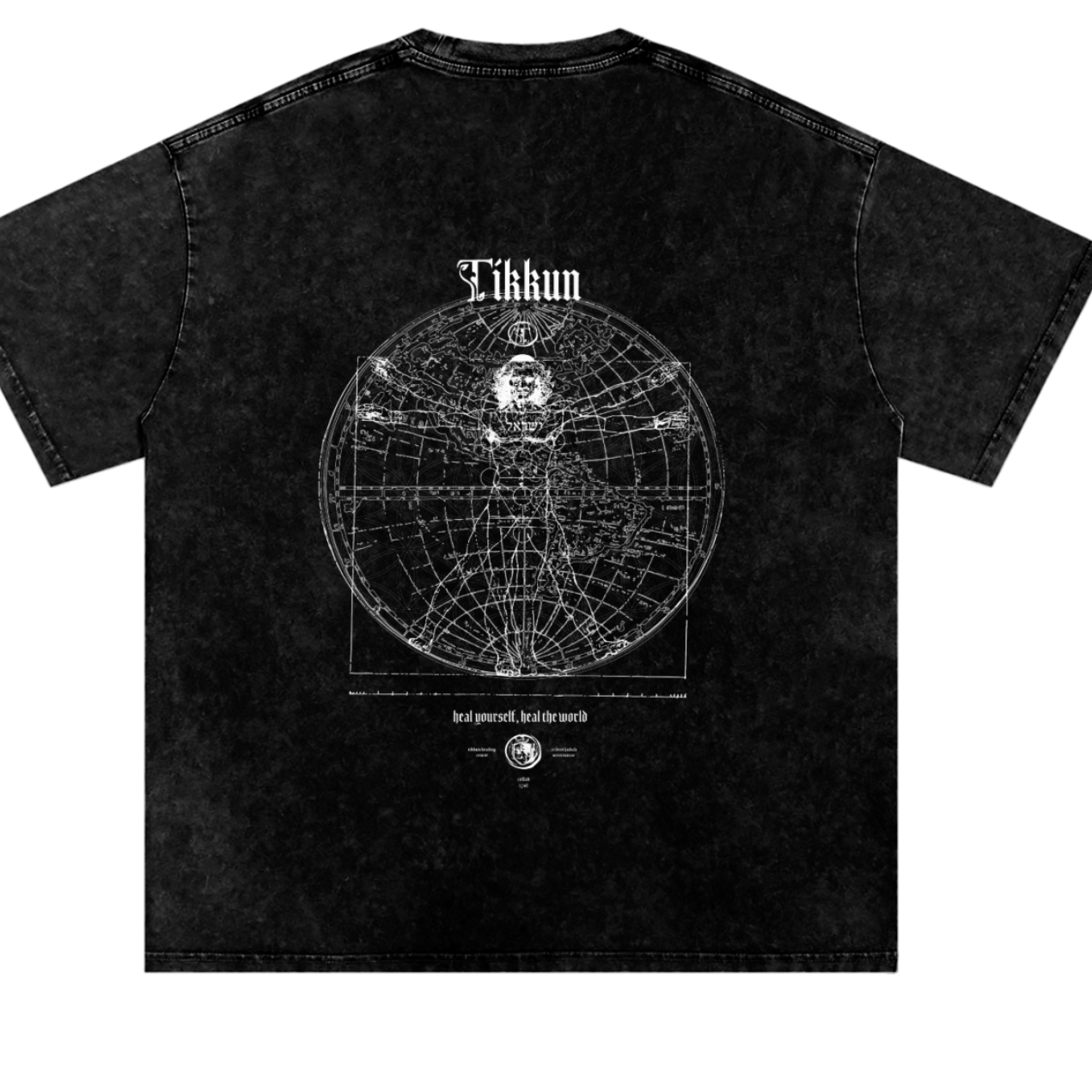 Tikkun Snow Washed Oversized Cotton T-Shirt Black - Tribe of Judah