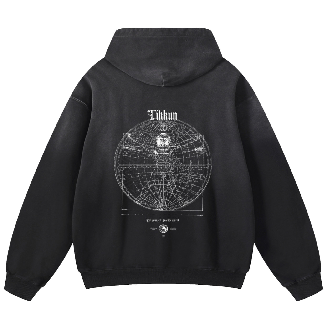 Tikkun Heavyweight Sunfade Oversized Hoodie Black - Tribe of Judah