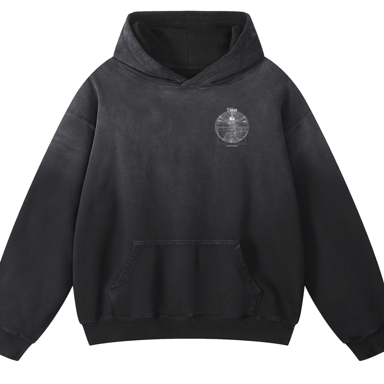 Tikkun Heavyweight Sunfade Oversized Hoodie Black - Tribe of Judah