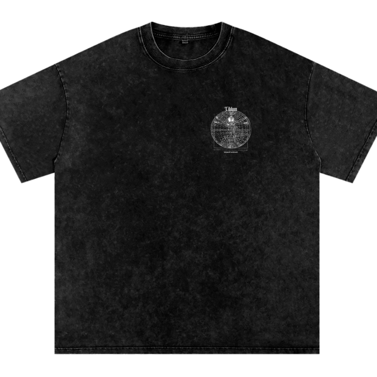 Tikkun Snow Washed Oversized Cotton T-Shirt Black - Tribe of Judah