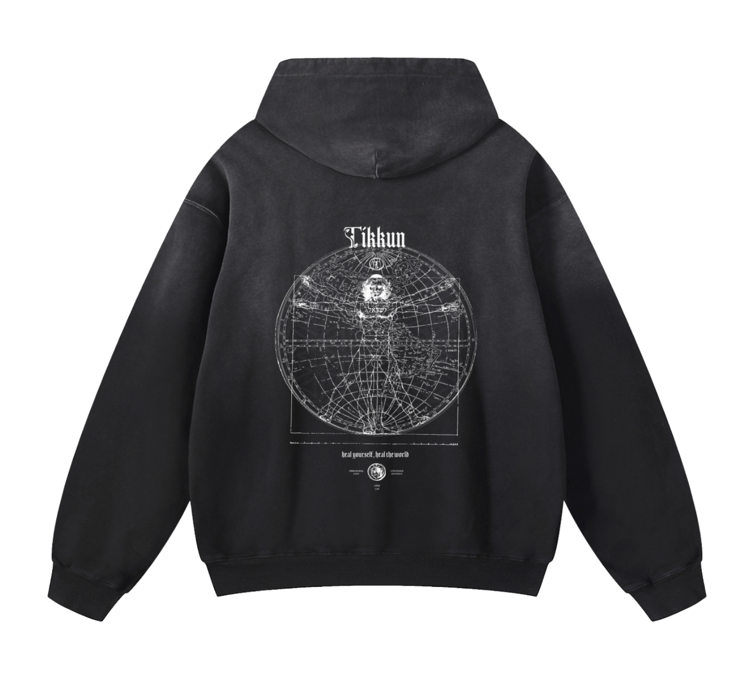 Tikkun Heavyweight Sunfade Oversized Hoodie Black - Tribe of Judah