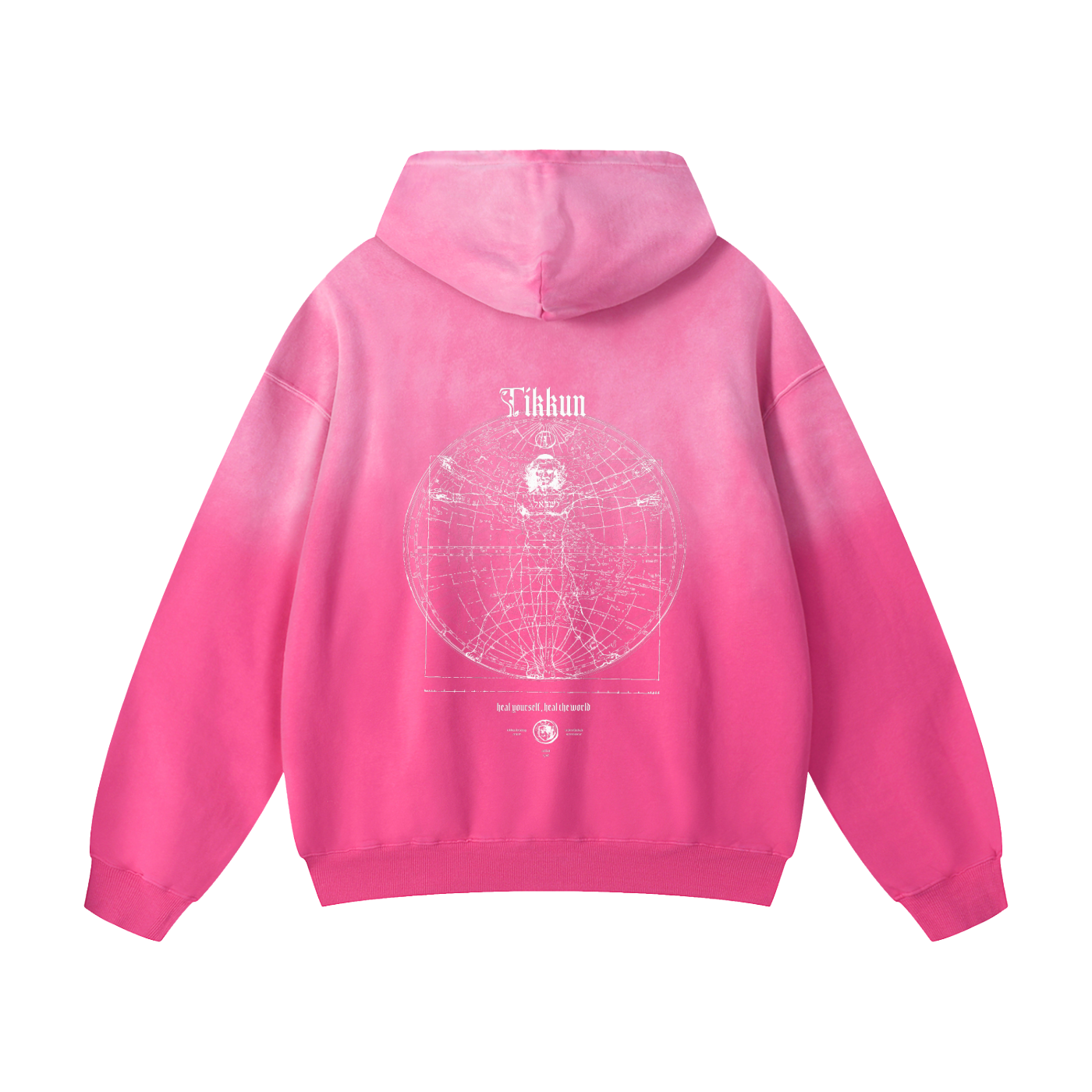 Tikkun Heavyweight Sunfade Oversized Hoodie Pink - Tribe of Judah
